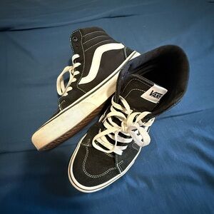 Vans Black and White High-Top Skate Sneakers